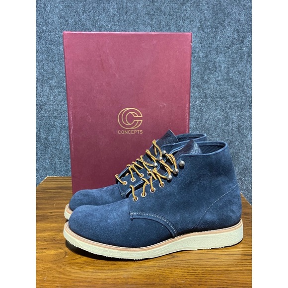 NEW 2013 Red wing x Concepts Plain Toe Boot 8821 Mens 9D Blue Suede Lace Up RARE - Picture 2 of 16